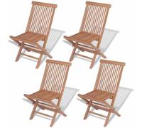 vidaXL Teca Madera Maciza 4X Sillas Plegables Asiento Mueble Mobiliario Jardín