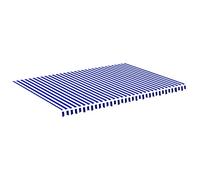 vidaXL Tela de Repuesto para Toldo Parte Superior Dosel Lona Recambio Jardín Patio Terraza Balcón Parasol Refugio Impermeable Azul y Blanco 5x3,5 m