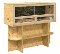 vidaXL Terrario marrón 100 x 40 x 90 cm OSB, espacioso, rectangular, terrario rústico, hogar seguro para reptiles y anfibios