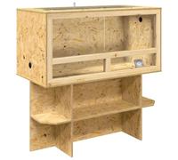 vidaXL Terrario marrón 100 x 50 x 100 cm OSB animal terrario compacto hábitat rústico con puerta corredera LED adecuado para mascotas