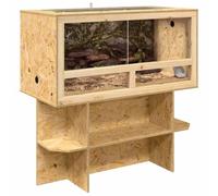 vidaXL Terrario marrón 100 x 50 x 100 cm OSB animal terrario compacto hábitat rústico con puerta corredera LED adecuado para mascotas