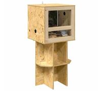 vidaXL Terrario marrón 40 x 40 x 90 cm OSB, refugio de animales, terrario cuadrado, madera rústica, vidrio resistente, ideal para reptiles y anfibios