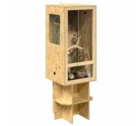 vidaXL Terrarium Braun 50 x 50 x 130 cm OSB - Refugio de reptiles rústico y resistente, pantalla cuadrada de terrario, casa de cristal para mascotas