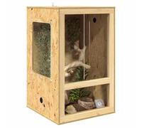 vidaXL Terrario Marrón 50 x 50 x 80 cm OSB, Recinto para Reptiles, terrario Cuadrado rústico, hábitat de Vidrio versátil, hogar para Mascotas