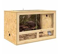 vidaXL Terrario marrón 50 x 80 x 50 cm OSB rectangular de cristal rústico terrario duradero para reptiles, anfibios, zonas de mascotas, vivario