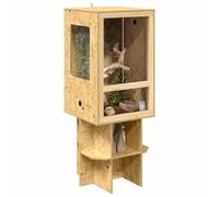 vidaXL Terrarium Braun 50 x 50 x 130 cm OSB - Refugio de reptiles rústico y resistente, pantalla cuadrada de terrario, casa de cristal para mascotas