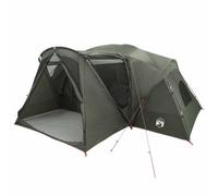 vidaXL Tienda de campaña con mosca de lluvia, impermeable, verde militar, 10 personas, tienda de campaña moderna, cabaña para 10 personas, amplia protección al aire libre, equipo resistente a la