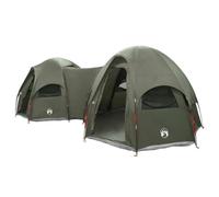 vidaXL Tienda de campaña familiar con mosca impermeable para 14 personas, verde militar, moderna tienda de campaña familiar, amplio refugio recreativo, resistente a la intemperie, camping de