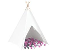 vidaXL Tienda de campaña infantil con bolsa, melocotón y pelotas de juego, piel blanca