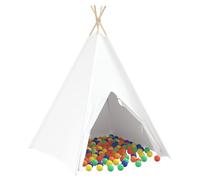 vidaXL Tienda de campaña infantil con bolsa, melocotón y pelotas de juego, piel, color blanco