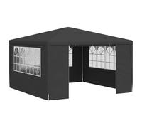 'vidaXL Tienda de campaña Profesional para Fiestas con Paredes Laterales para Eventos de jardín y reuniones, Material de Polietileno Resistente al Agua, Antracita, 4x4 m, Estructura de Acero