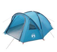 vidaXL Tienda de Camping Dome Azul de Poliéster con Recubrimiento PU, Retardante al Fuego, Resistente al Viento, Impermeable y Amplia para 4 Personas. Forma Rectangular para Uso Interior o Exterior.
