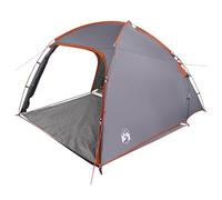 vidaXL Tienda de Camping en Gris y Naranja, Hecha de poliéster y Fibra de Vidrio. Es Grande, Resistente al Agua y Tiene un diseño de Cabina espaciosa. Viene con Bolsa, Cuerdas, estacas y un Cierre d