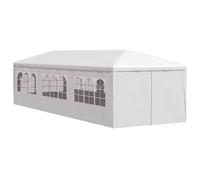 vidaXL Tienda de Fiesta 8 Paredes de Jardín Acero y Polietileno Blanca Carpa