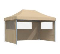 vidaXL Tienda de Fiesta Plegable Pop-Up con 3 Paredes Laterales Beige, Tienda, Tienda de jardín, cenador de Camping, toldo cenador, cenador toldo