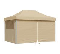 vidaXL Tienda de Fiesta Plegable Pop-Up con 4 Paredes Laterales Beige, Tienda, Tienda de jardín, cenador de Camping, toldo cenador, cenador toldo