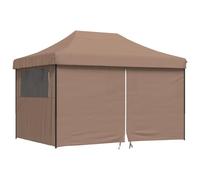 vidaXL Tienda Pop-Up plegable para jardín y camping con 4 paredes laterales marrón
