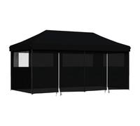 vidaXL Tienda de Fiesta Plegable Pop-Up con 4 Paredes Laterales Negra, Tienda, Tienda de jardín, cenador de Camping, toldo cenador, cenador toldo