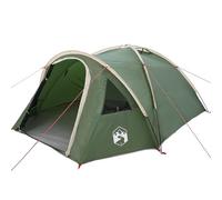 vidaXL Tienda Domo Verde para 4 Personas de Poliéster, Impermeable, Ignífuga, Resistente al Viento, con Cierre de Cremallera, Acabado Mate, Plegable para Camping en Interior y Exterior, Rectangular,