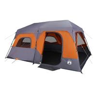 vidaXL Tienda Familiar 9 Personas Impermeable Apertura Rápida, Toldo Portátil de Senderismo, Refugio de Camping, Carpa de Exterior, Gris y Naranja