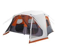 vidaXL Tienda Familiar con LED 10 Personas Apertura Rápida, Toldo Portátil de Senderismo, Refugio de Camping, Carpa de Exterior, Gris y Naranja