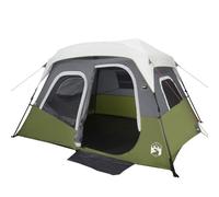 vidaXL Tienda Familiar con LED 6 Personas Apertura Rápida, Toldo Portátil de Senderismo, Refugio de Camping, Carpa de Exterior, Verde Claro