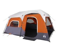 vidaXL Tienda Familiar con LED 9 Personas Apertura Rápida, Toldo Portátil de Senderismo, Refugio de Camping, Carpa de Exterior, Gris y Naranja
