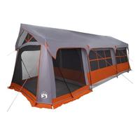 vidaXL Tienda Familiar Gris y Naranja 620 x 322 x 240 cm Poliéster, Tienda de campaña Moderna, Grande, Impermeable, Ideal para Familia, Senderismo, Viajes y diversión en el jardín