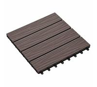 vidaXL Tile de Decking Diseño 3D 11 pcs Marrón Oscuro 30 x 30 cm WPC, Losas cuadradas modernas, piso exterior duradero, fácil de instalar, decora tu balcón con estilo