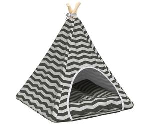 vidaXL Tipos para mascotas con cojín, blanco y gris, 60 x 60 x 70 cm, triangular, elegante tienda para perros, refugio cómodo, solución fácil de montar
