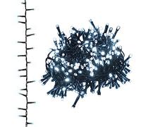 vidaXL Tira de Luces Compacta, Cadena Navideña con 400 LED, Guirnalda de Luces, Adorno de Navidad para Hogar Exterior, PVC Blanco Frío 13 m