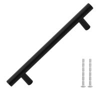 vidaXL Tiradores para Armarios 10 uds, Tiradores en Barra, Manijas de Cajones Muebles, Tiradores de Puerta Corredera, Acero Inoxidable Negro 128 mm