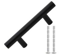 vidaXL Tiradores para Armarios 10 uds, Tiradores en Barra, Manijas de Cajones Muebles, Tiradores de Puerta Corredera, Acero Inoxidable Negro 64 mm