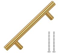 vidaXL Tiradores para Armarios 10 uds, Tiradores en Barra, Manijas de Cajones Muebles, Tiradores de Puerta Corredera, Acero Inoxidable Dorado 96 mm