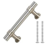 vidaXL Tiradores para Armarios 10 uds, Tiradores en Barra, Manijas de Cajones Muebles, Tiradores de Puerta Corredera, Acero Inoxidable Plateado 64 mm