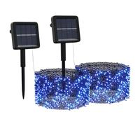 vidaXL Tiras de Luces Solares LED 2 uds, Guirnaldas de Luces, Adornos Iluminadores de Navidad, Decoraciones para Fiestas Bodas, Azul