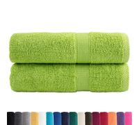 vidaXL Toallas de Ducha 2 uds algodón Verde Manzana 70x140 cm 600 gsm, Toalla de baño, Toalla, Juego de Toallas de baño, Toallas de baño