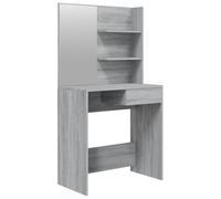 vidaXL Tocador con Espejo Maquillaje Muebles Almacenaje Baño Cuarto Decoración Adorno Entrada Aseo Cajones Mesa Vestidor Color Gris Sonoma