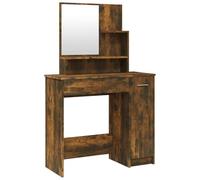 vidaXL Tocador con Espejo Maquillaje Muebles Almacenaje Baño Cuarto Decoración Adorno Entrada Aseo Cajones Mesa Vestidor Color Roble Ahumado