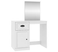 vidaXL Tocador con Espejo Madera contrachapada Blanco 90x50x132,5 cm, Mesa tocador, tocador de Maquillaje, Muebles de vestidor, Mesa de Maquillaje