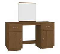 Vidaxl tocador con espejo madera maciza de pino marrón miel