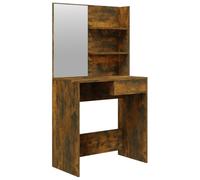 vidaXL Tocador con Espejo Maquillaje Muebles Almacenaje Baño Cuarto Adorno Decoración Entrada Aseo Cajones Mesa Vestidor Color Roble Ahumado