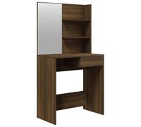vidaXL Tocador con Espejo Maquillaje Muebles Almacenaje Baño Cuarto Decoración Adorno Entrada Aseo Cajones Mesa Vestidor Color Marrón Roble