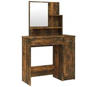 vidaXL Tocador con Espejo Maquillaje Muebles Almacenaje Baño Cuarto Decoración Adorno Entrada Aseo Cajones Mesa Vestidor Color Roble Ahumado