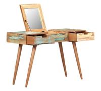 vidaXL Tocador con Espejo Mesa de Maquillaje Joyería Cosmética Dormitorio Vestidor Muebles Mobiliario Estable de Madera Maciza Reciclada 112x45x76 cm