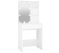 vidaXL Tocador con LED Mesa de Maquillaje Muebles con Espejo Cosmética Dormitorio Vestidor Belleza Iluminación Almacenaje Blanco 60x40x140 cm