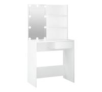 vidaXL Tocador Mesa de maquillaje con LED, espejo y almacenaje Blanco 74,5x40x141 cm