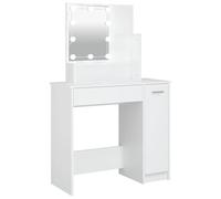 vidaXL Tocador Mesa de maquillaje con LED y espejo Blanco 86,5×35×136 cm