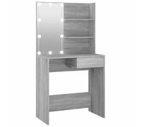vidaXL Tocador con LED Mesa de Maquillaje Muebles con Espejo Cosmética Dormitorio Vestidor Belleza Iluminación Almacenaje Gris Sonoma 74,5x40x141 cm