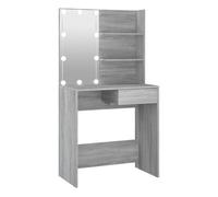 vidaXL Tocador con LED Mesa de Maquillaje Muebles con Espejo Cosmética Dormitorio Vestidor Belleza Iluminación Almacenaje Gris Sonoma 74,5x40x141 cm